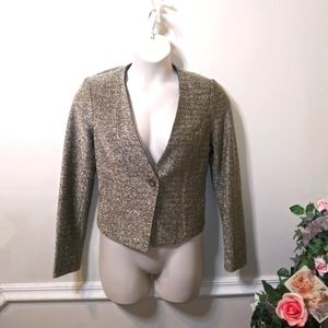 Forever 21 Sparkly Gold Lame´ Special Occasion/Cocktail V-Necked Blazer